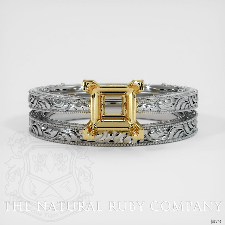 18K Yellow & White Antique Style Ring Setting