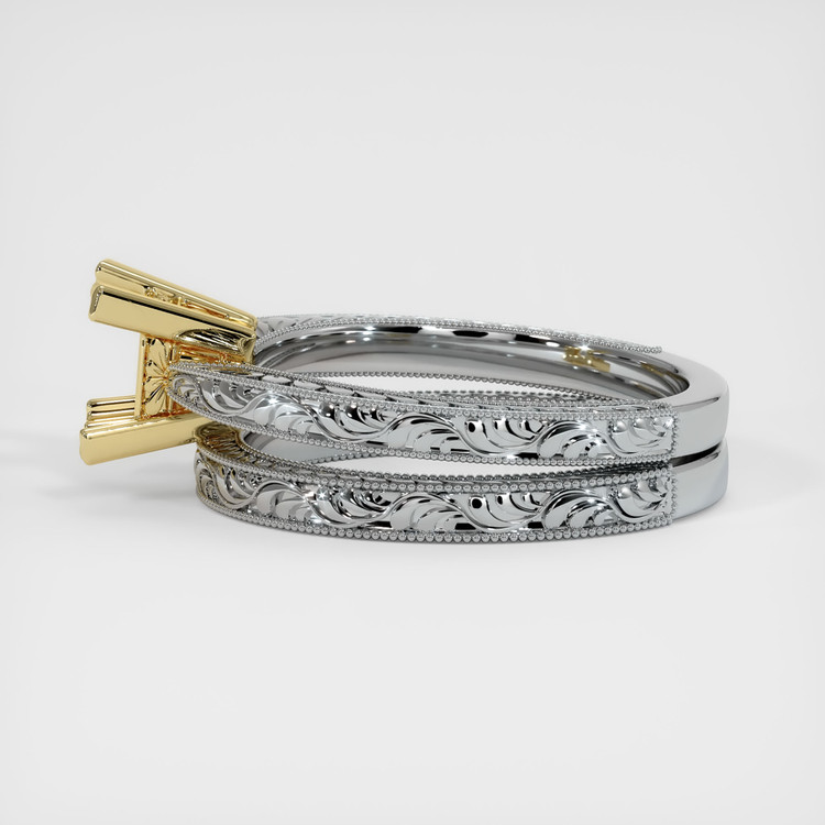 18K Yellow & White Antique Style Ring Setting