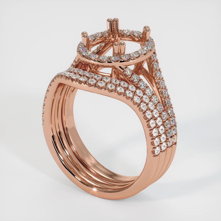14K Rose Gold Pave Ring Setting