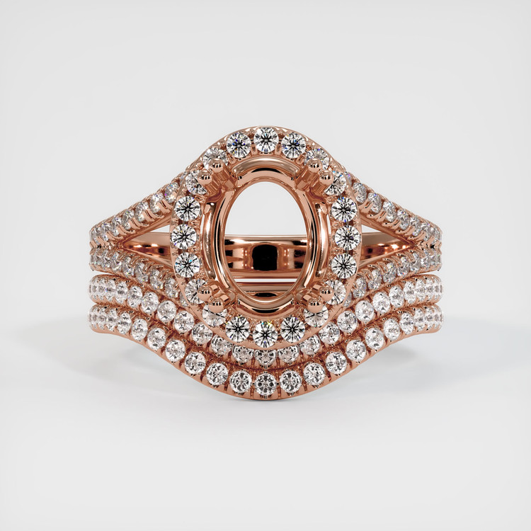 14K Rose Gold Pave Ring Setting