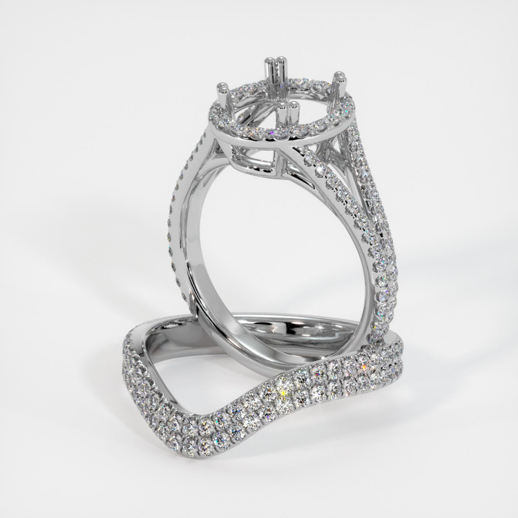 14K White Gold Pave Ring Setting