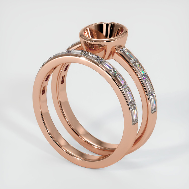 14K Rose Gold Wedding Set Ring Setting