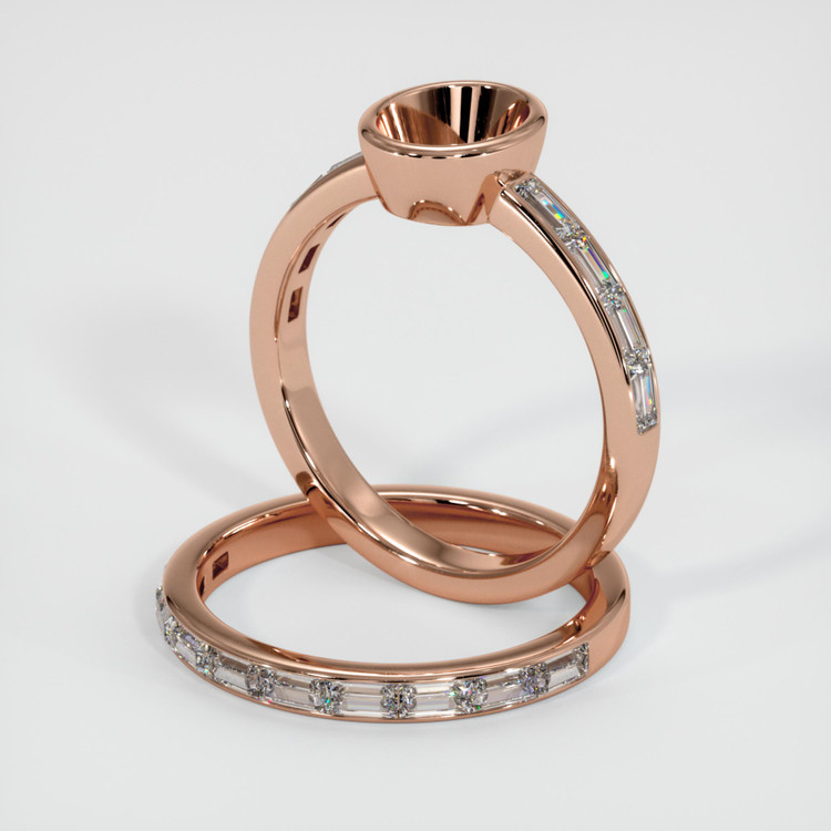 14K Rose Gold Wedding Set Ring Setting