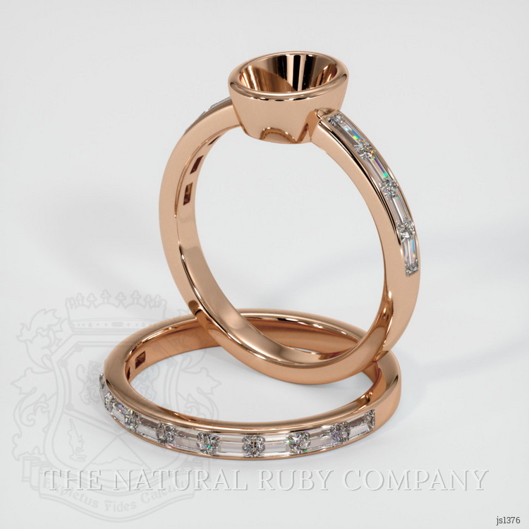 18K Rose Gold Wedding Set Ring Setting