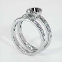 Wedding Set Emerald Ring 0.98 Ct., 18K White Gold Combination Setting