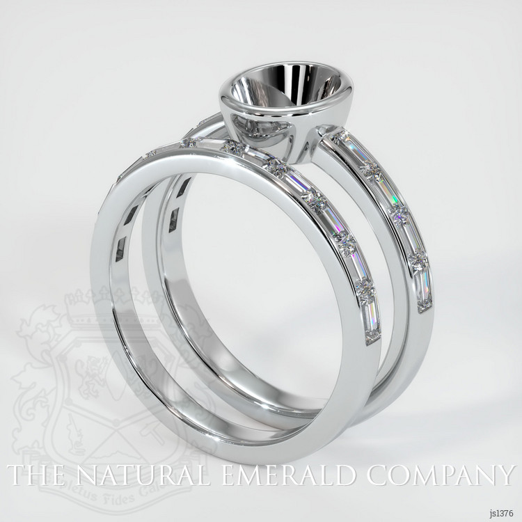 Wedding Set Emerald Ring 1.22 Ct., 18K White Gold