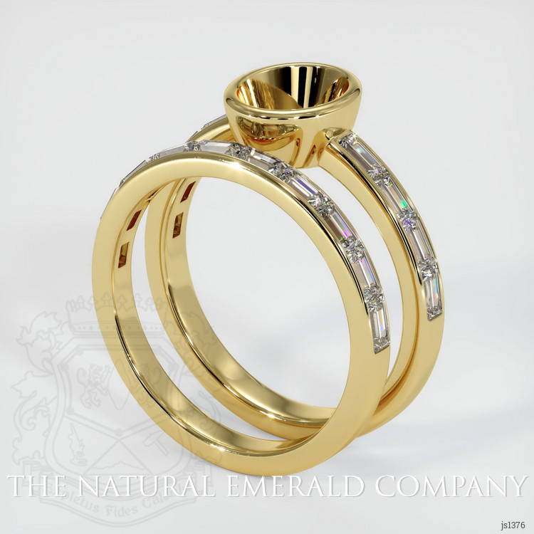 Wedding Set Emerald Ring 1.82 Ct., 18K Yellow Gold