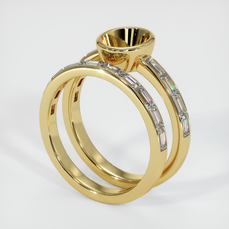 18K Yellow Gold Wedding Set Ring Setting