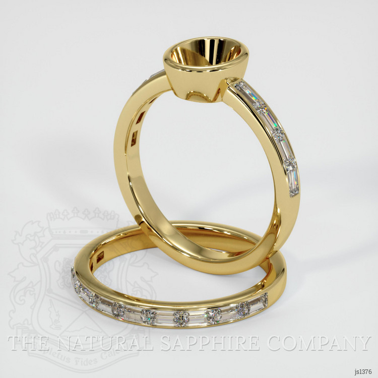 18K Yellow Gold Wedding Set Ring Setting