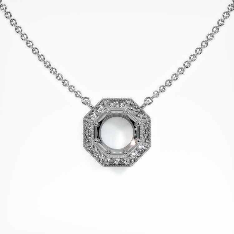 14K White Gold Antique Style Necklace Setting
