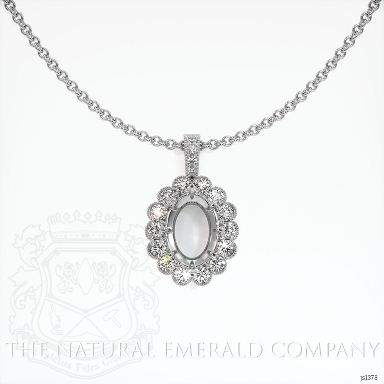 Antique Style Emerald Pendant 1.23 Ct., 18K White Gold