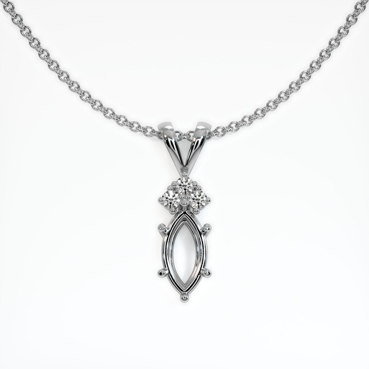 14K White Gold Accent Stones Pendant Setting