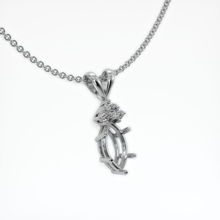 14K White Gold Accent Stones Pendant Setting