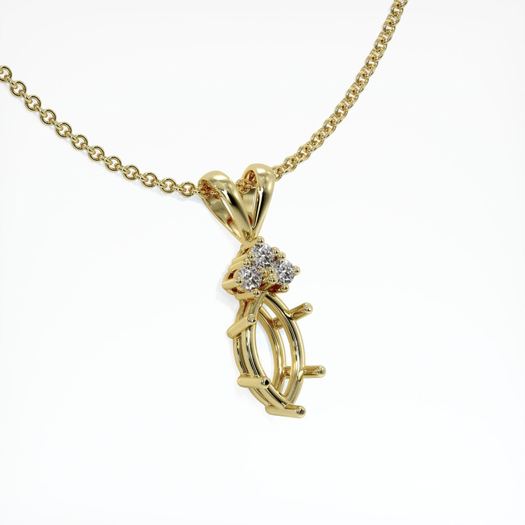 14K Yellow Gold Accent Stones Pendant Setting