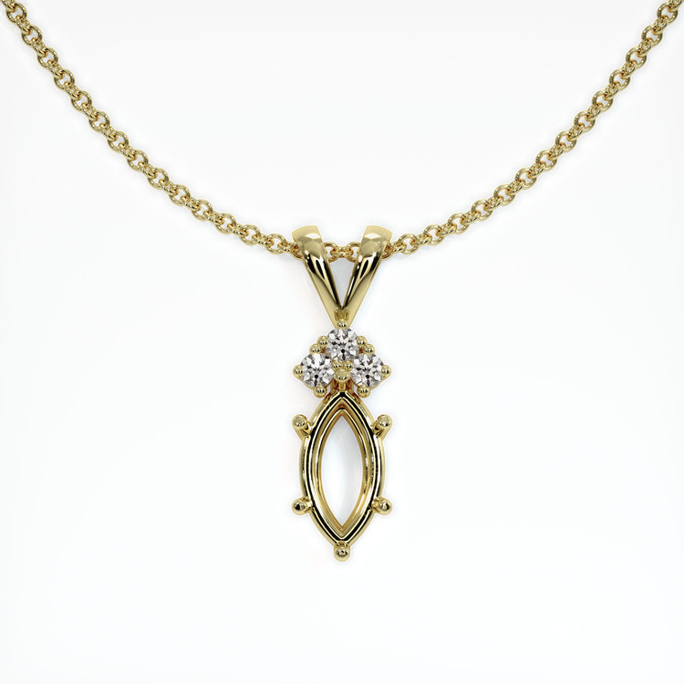 18K Yellow Gold Accent Stones Pendant Setting