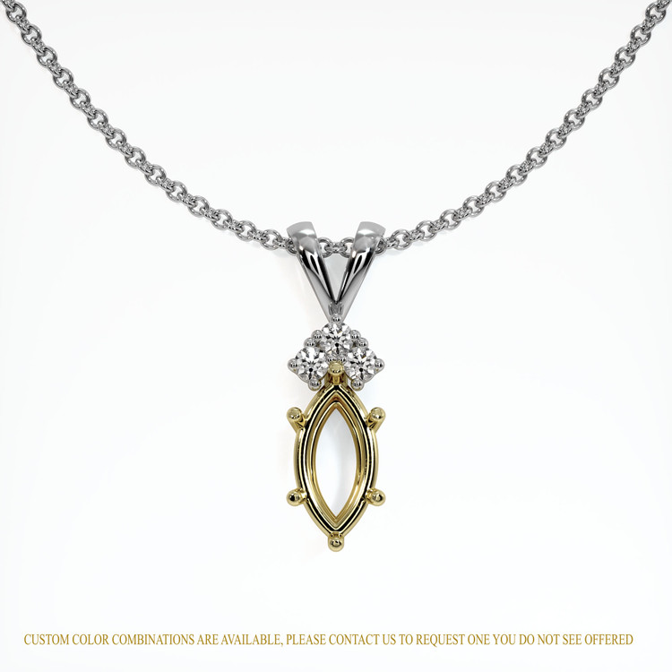 14K Yellow & White Accent Stones Pendant Setting