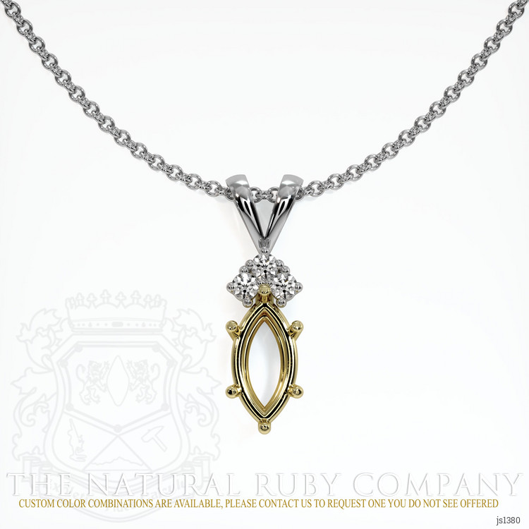 14K Yellow & White Accent Stones Pendant Setting