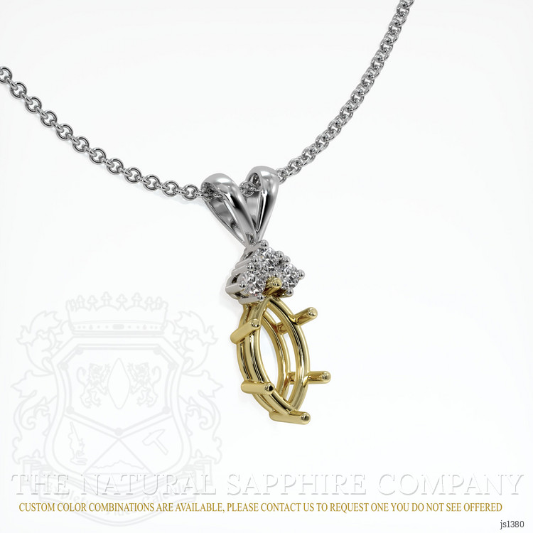 14K Yellow & White Accent Stones Pendant Setting