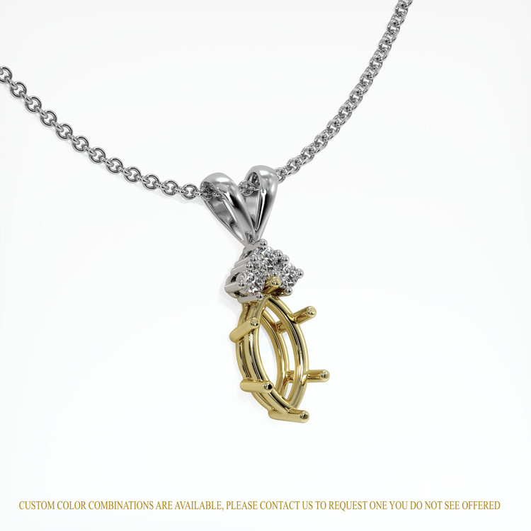 14K Yellow & White Accent Stones Pendant Setting