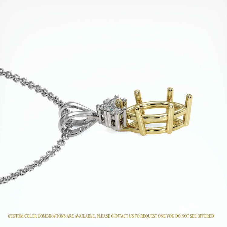 14K Yellow & White Accent Stones Pendant Setting