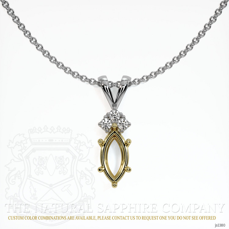 18K Yellow & White Accent Stones Pendant Setting