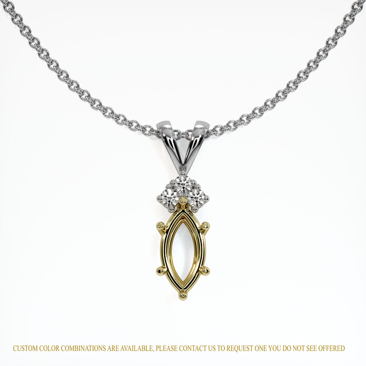 18K Yellow & White Accent Stones Pendant Setting