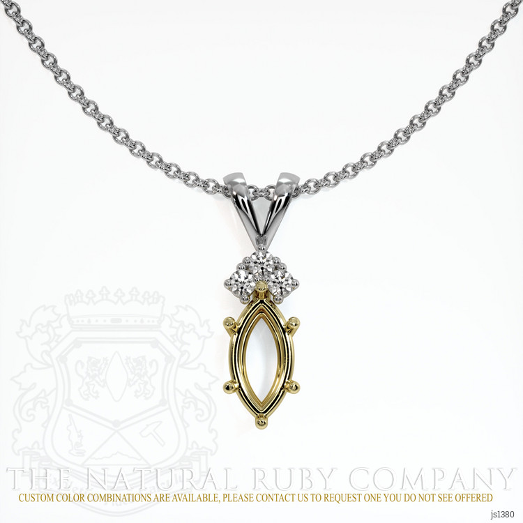 18K Yellow & White Accent Stones Pendant Setting