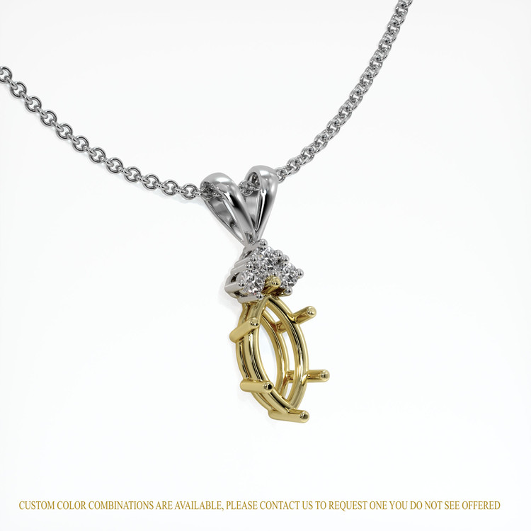 18K Yellow & White Accent Stones Pendant Setting