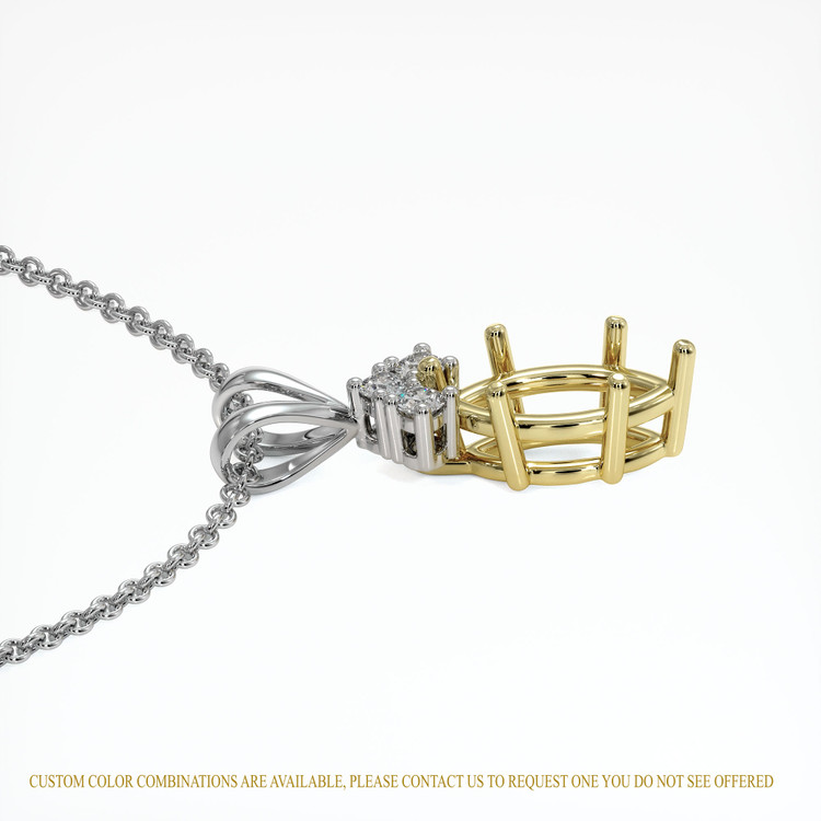 18K Yellow & White Accent Stones Pendant Setting