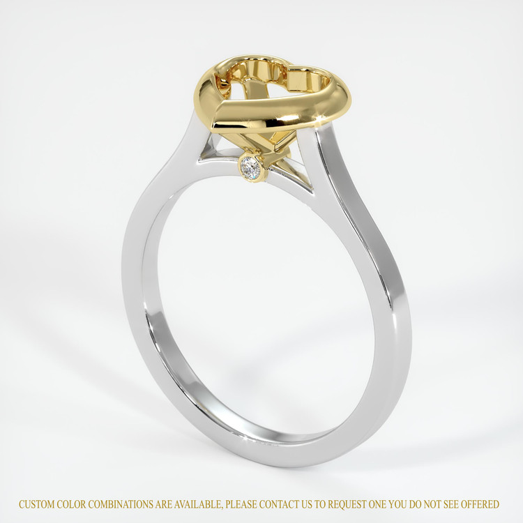 18K Yellow & White Accent Stones Ring Setting