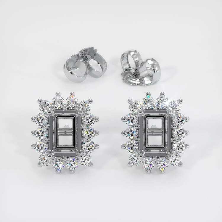 Platinum 950 Halo Earring Setting