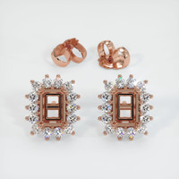 14K Rose Gold Halo Earring Setting Image