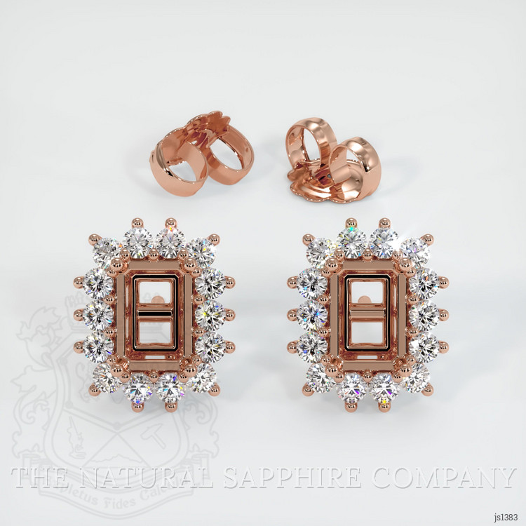 14K Rose Gold Halo Earring Setting