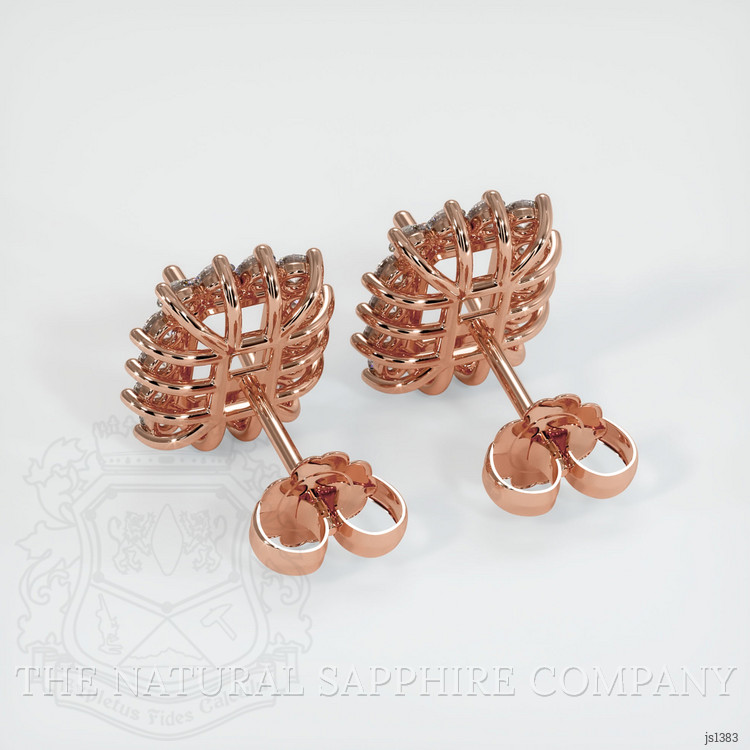 14K Rose Gold Halo Earring Setting