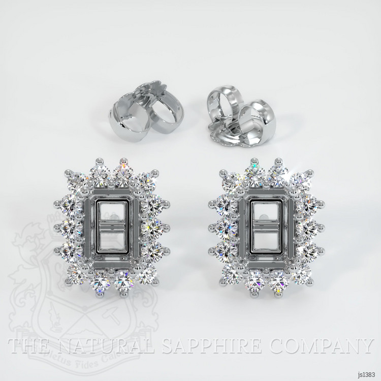 14K White Gold Halo Earring Setting