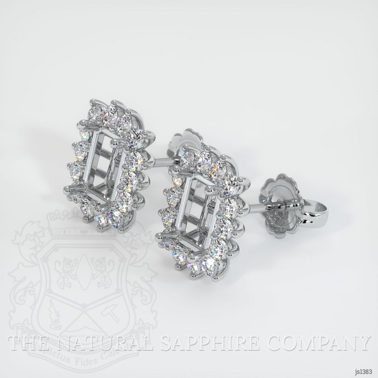 18K White Gold Halo Earring Setting