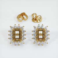 14K Yellow Gold Halo Earring Setting Image