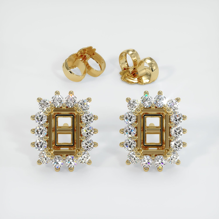 14K Yellow Gold Halo Earring Setting