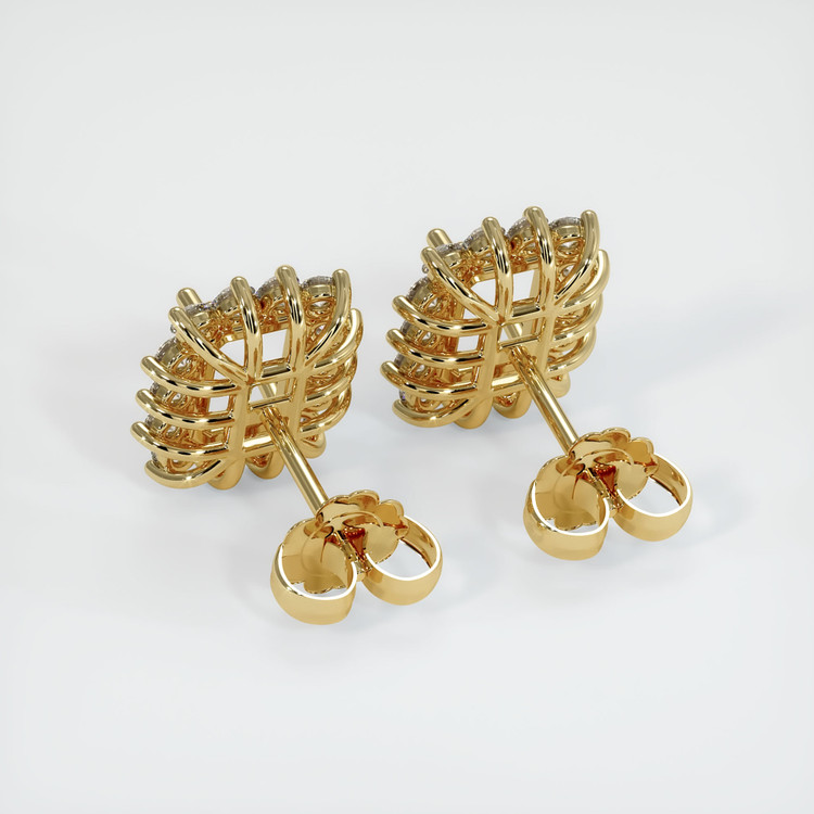 14K Yellow Gold Halo Earring Setting