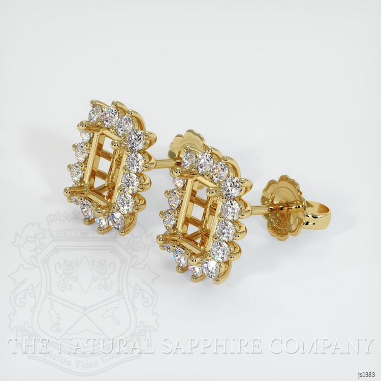 18K Yellow Gold Halo Earring Setting