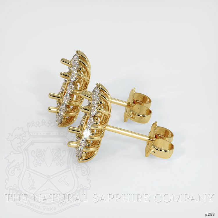 18K Yellow Gold Halo Earring Setting