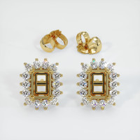 18K Yellow Gold Halo Earring Setting Image