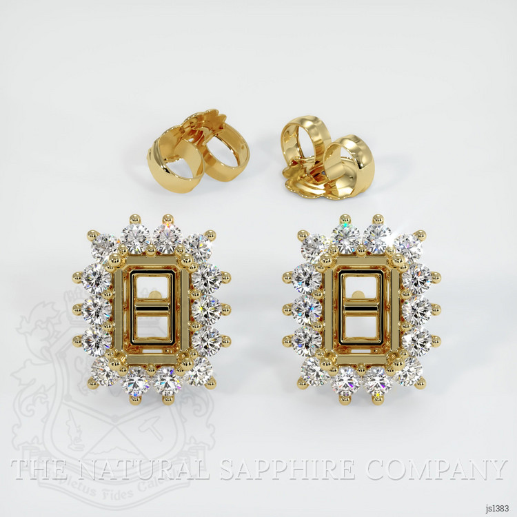 18K Yellow Gold Halo Earring Setting