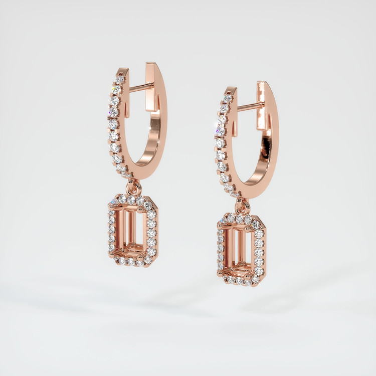 14K Rose Gold Pave Earring Setting