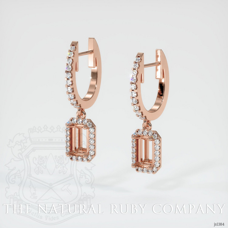 14K Rose Gold Pave Earring Setting