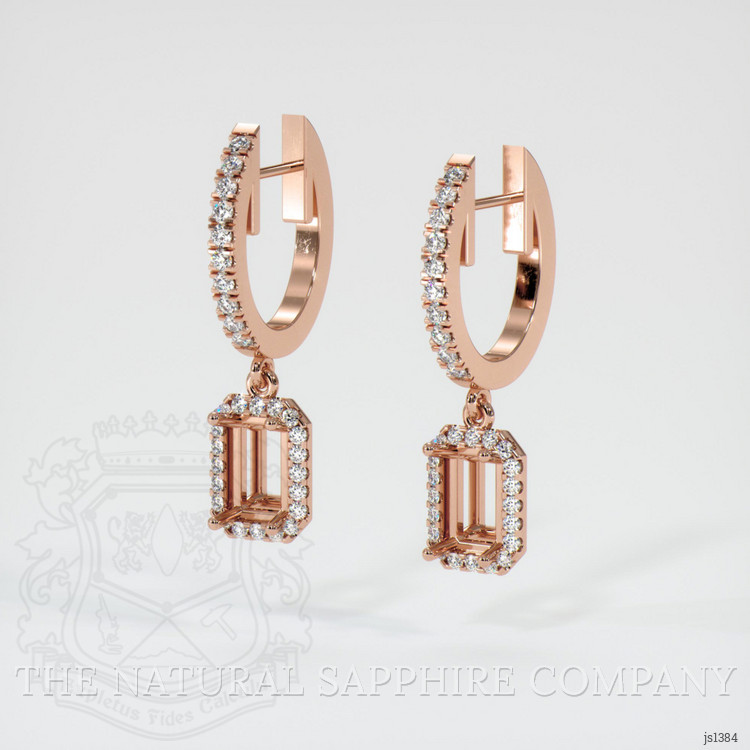 14K Rose Gold Pave Earring Setting