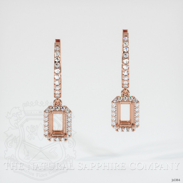 14K Rose Gold Pave Earring Setting
