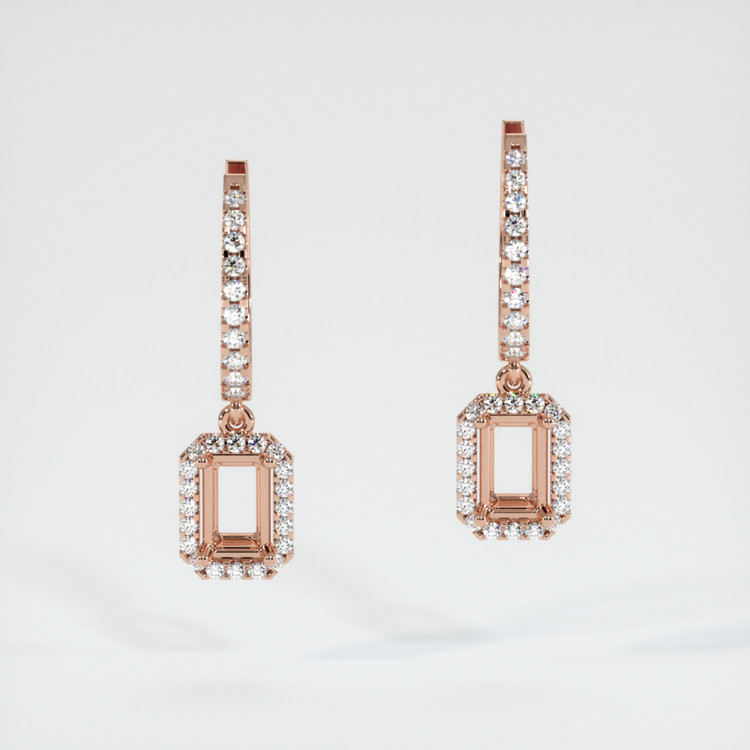 14K Rose Gold Pave Earring Setting