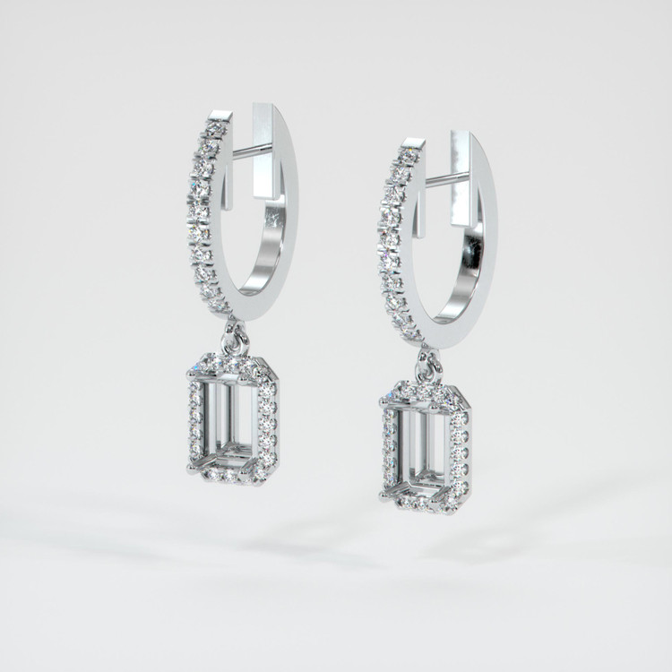 14K White Gold Pave Earring Setting