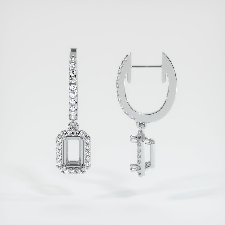 14K White Gold Pave Earring Setting